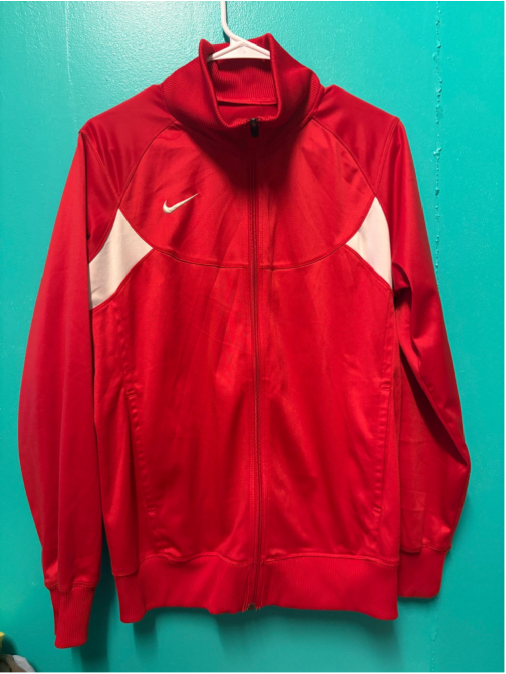 Boys Nike Track Jacket Size 12 Red and White